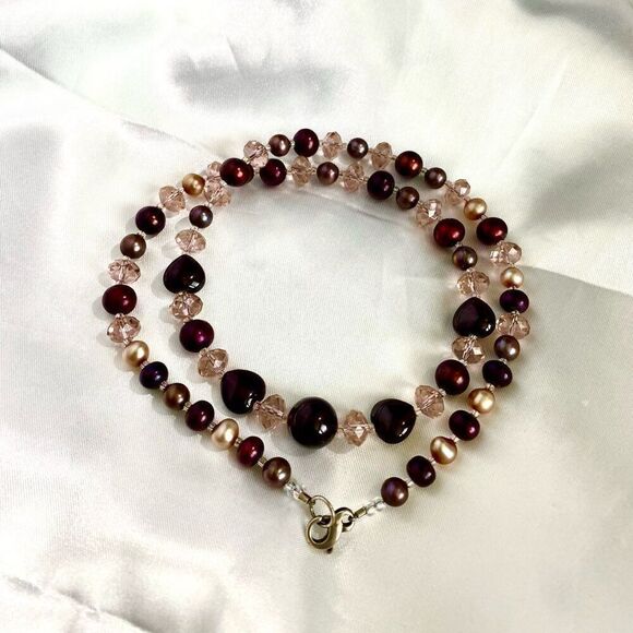 ZI# Striking Crystal, Quartz, Pearl & Silver Necklace - Picture 8 of 9